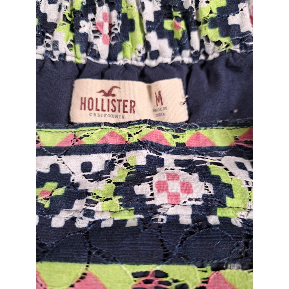 Hollister Womens Tribal Geometric Lace Mini Skirt Pink Green Navy Blue Sz M y2k - Picture 3 of 5